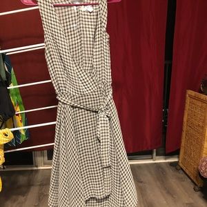 Bar III black and white checkered side tie dress